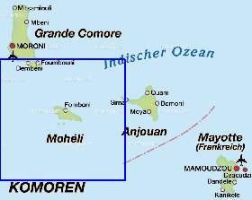 mapa de Comores em alemao