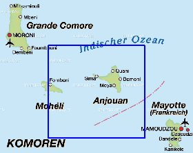 mapa de Comores em alemao