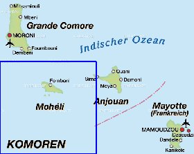 mapa de Comores em alemao