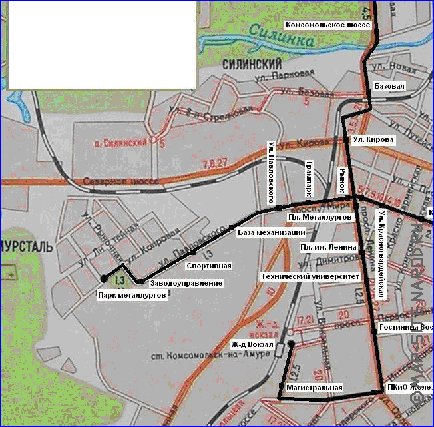 Transport carte de Komsomolsk-sur-l'Amour