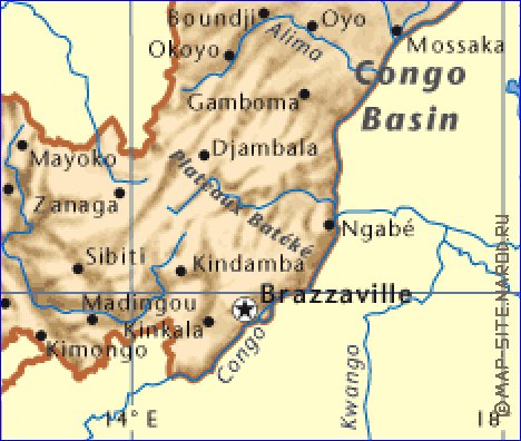 carte de Congo en anglais