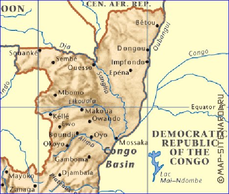 mapa de Congo em ingles