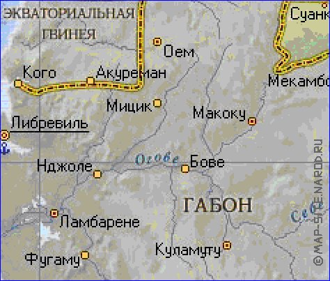 Physique carte de Congo