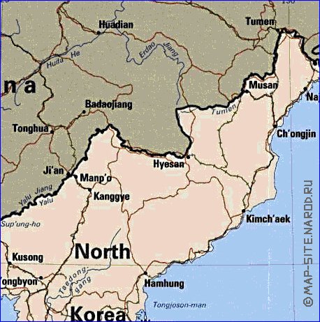mapa de Coreia em ingles