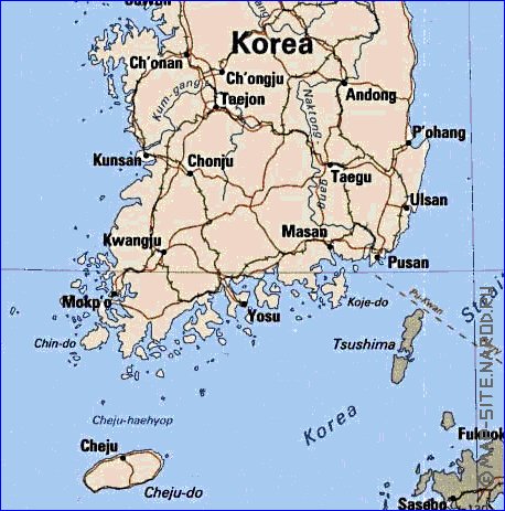 mapa de Coreia em ingles