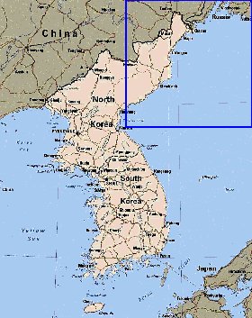 mapa de Coreia em ingles