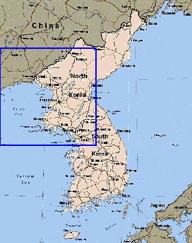 mapa de Coreia em ingles