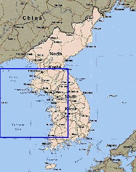 mapa de Coreia em ingles