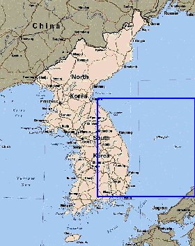 mapa de Coreia em ingles