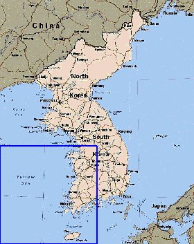 mapa de Coreia em ingles