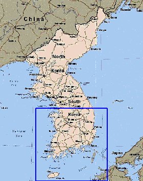 mapa de Coreia em ingles