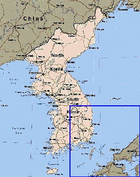 mapa de Coreia em ingles