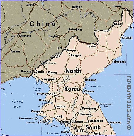 mapa de Coreia em ingles