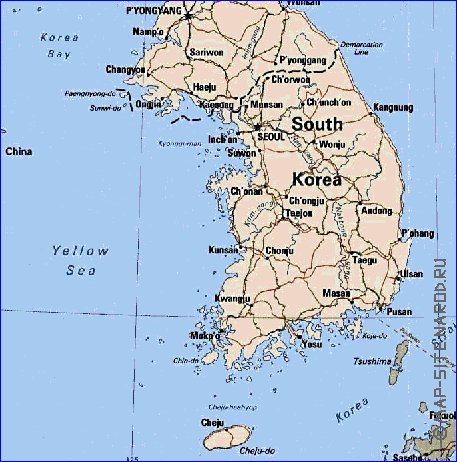 mapa de Coreia em ingles