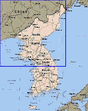 mapa de Coreia em ingles