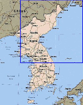 mapa de Coreia em ingles