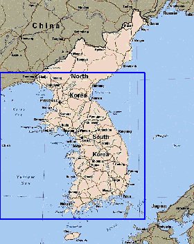 mapa de Coreia em ingles