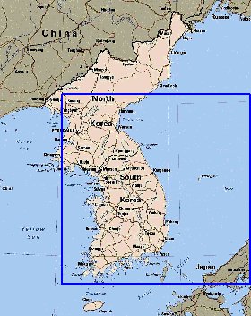 mapa de Coreia em ingles