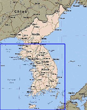 mapa de Coreia em ingles