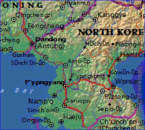 Fisica mapa de Coreia em ingles