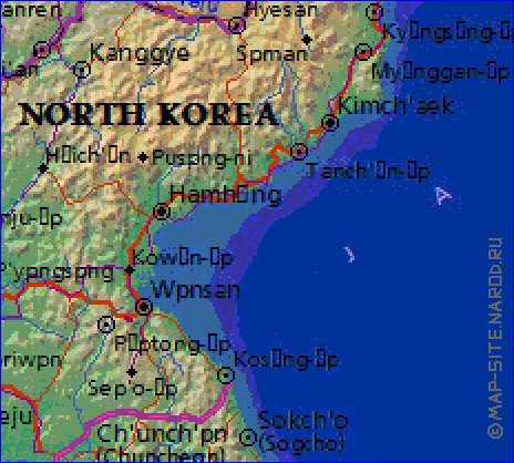 Fisica mapa de Coreia em ingles