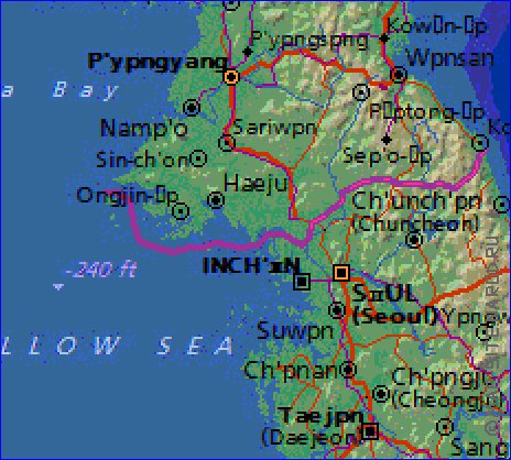 Fisica mapa de Coreia em ingles