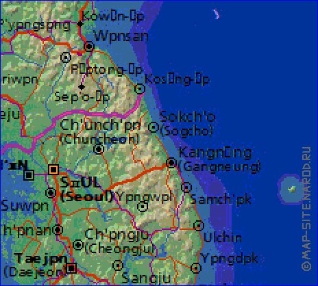 Fisica mapa de Coreia em ingles