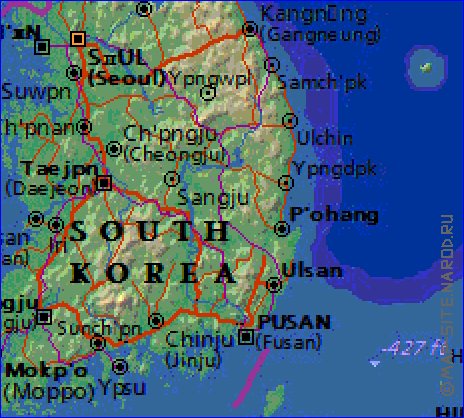 Fisica mapa de Coreia em ingles