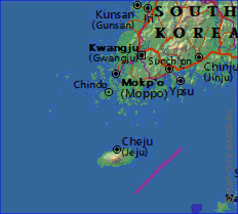 Fisica mapa de Coreia em ingles