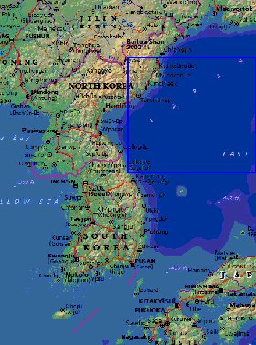 Physique carte de Coree en anglais