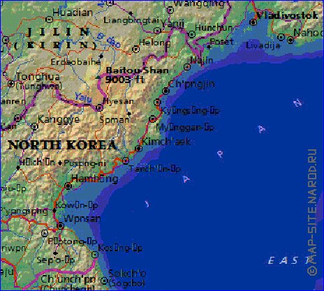 Fisica mapa de Coreia em ingles