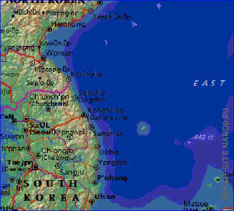 Fisica mapa de Coreia em ingles