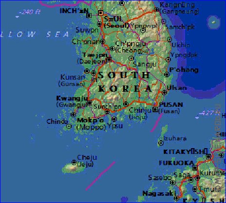 Fisica mapa de Coreia em ingles