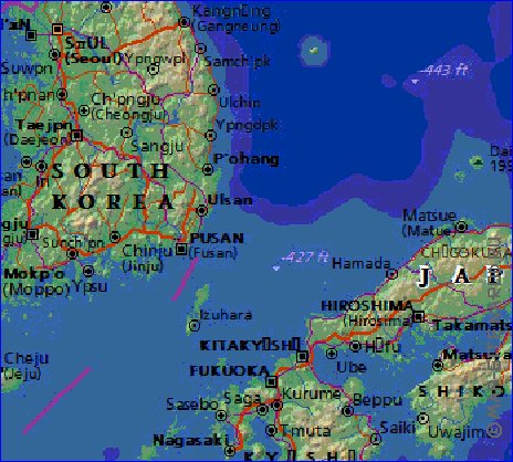 Fisica mapa de Coreia em ingles