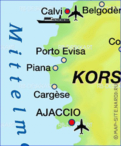 carte de Corse en allemand