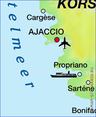 mapa de Corsega em alemao