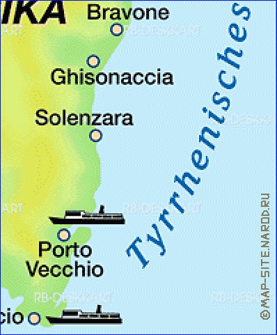 mapa de Corsega em alemao