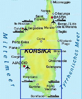 mapa de Corsega em alemao