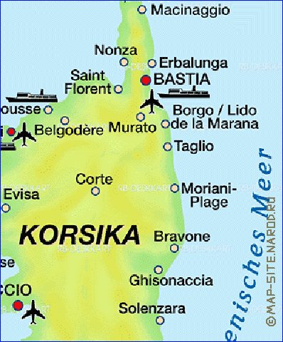 mapa de Corsega em alemao