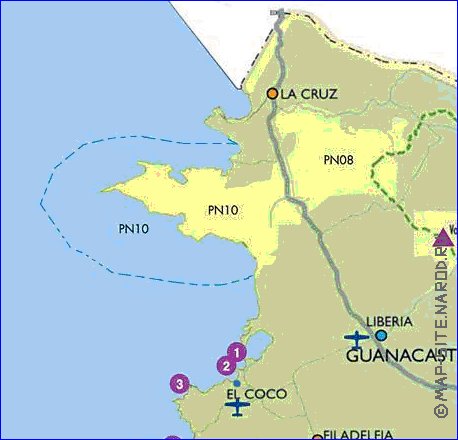 Administrativa mapa de Costa Rica em espanhol