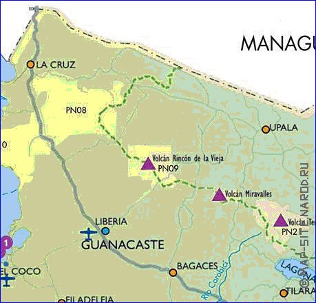 Administrativa mapa de Costa Rica em espanhol