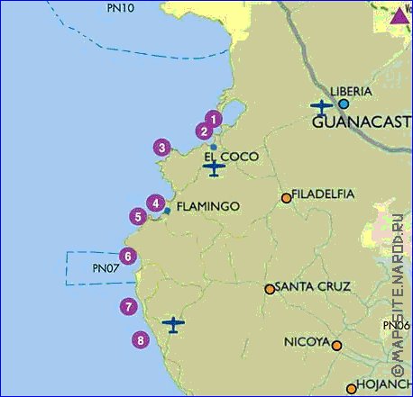 Administrativa mapa de Costa Rica em espanhol