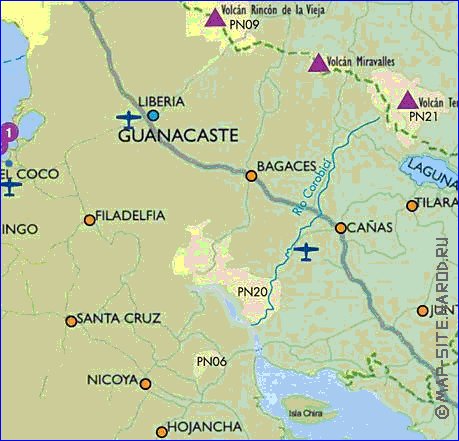 Administratives carte de Costa Rica en espagnol