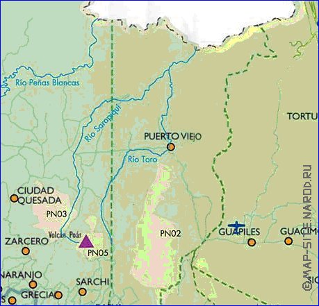 Administrativa mapa de Costa Rica em espanhol