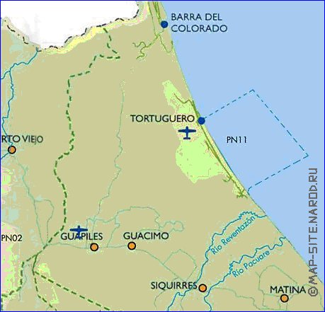 Administrativa mapa de Costa Rica em espanhol