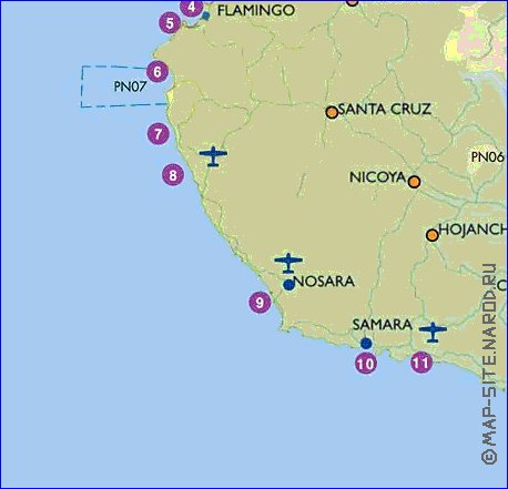 Administratives carte de Costa Rica en espagnol