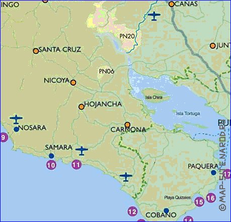 Administratives carte de Costa Rica en espagnol