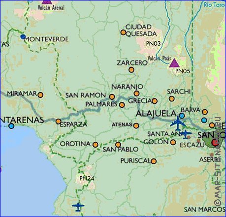 Administratives carte de Costa Rica en espagnol