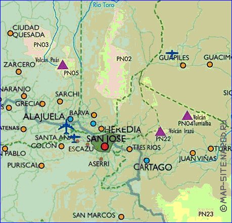 Administrativa mapa de Costa Rica em espanhol