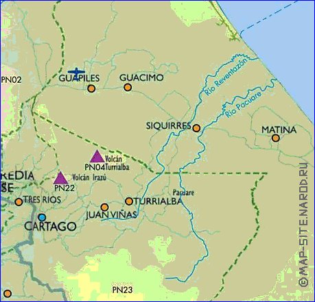 Administratives carte de Costa Rica en espagnol